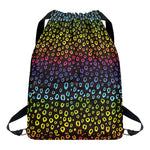 Rainbow Leopard Pattern Print Drawstring Backpack