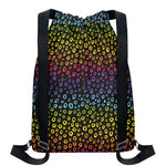 Rainbow Leopard Pattern Print Drawstring Backpack