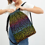 Rainbow Leopard Pattern Print Drawstring Backpack