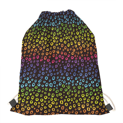 Rainbow Leopard Pattern Print Drawstring Bag