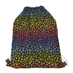 Rainbow Leopard Pattern Print Drawstring Bag
