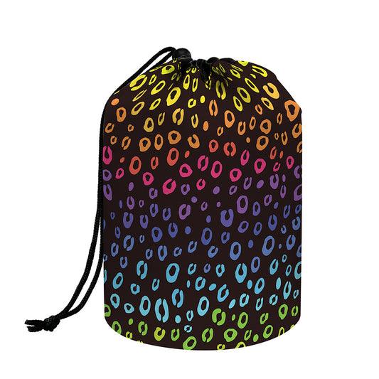 Rainbow Leopard Pattern Print Drawstring Makeup Bag
