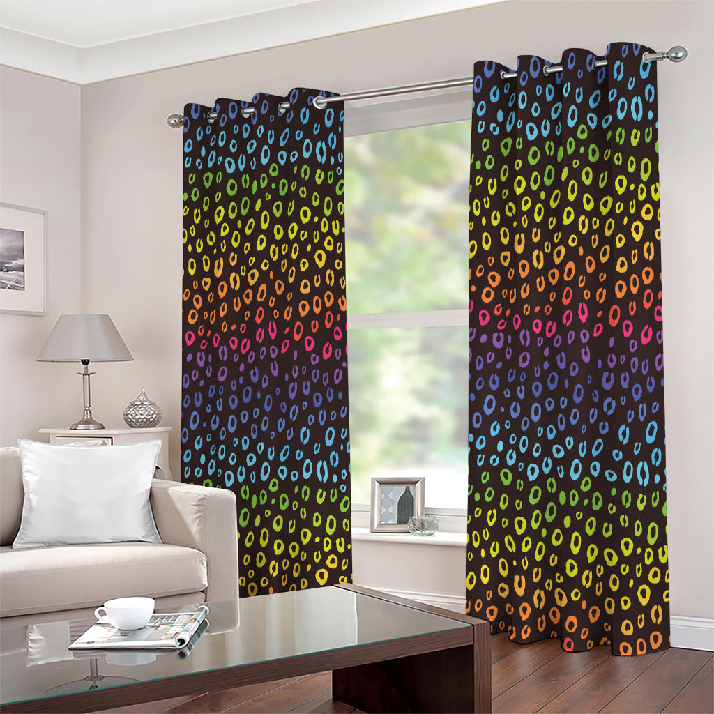 Rainbow Leopard Pattern Print Extra Wide Grommet Curtains