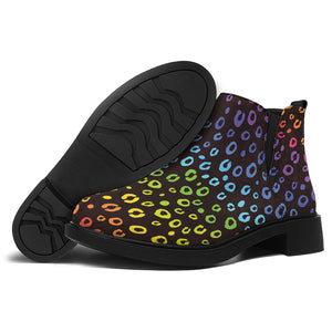 Rainbow Leopard Pattern Print Flat Ankle Boots