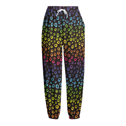 Rainbow Leopard Pattern Print Fleece Lined Knit Pants