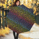 Rainbow Leopard Pattern Print Foldable Umbrella