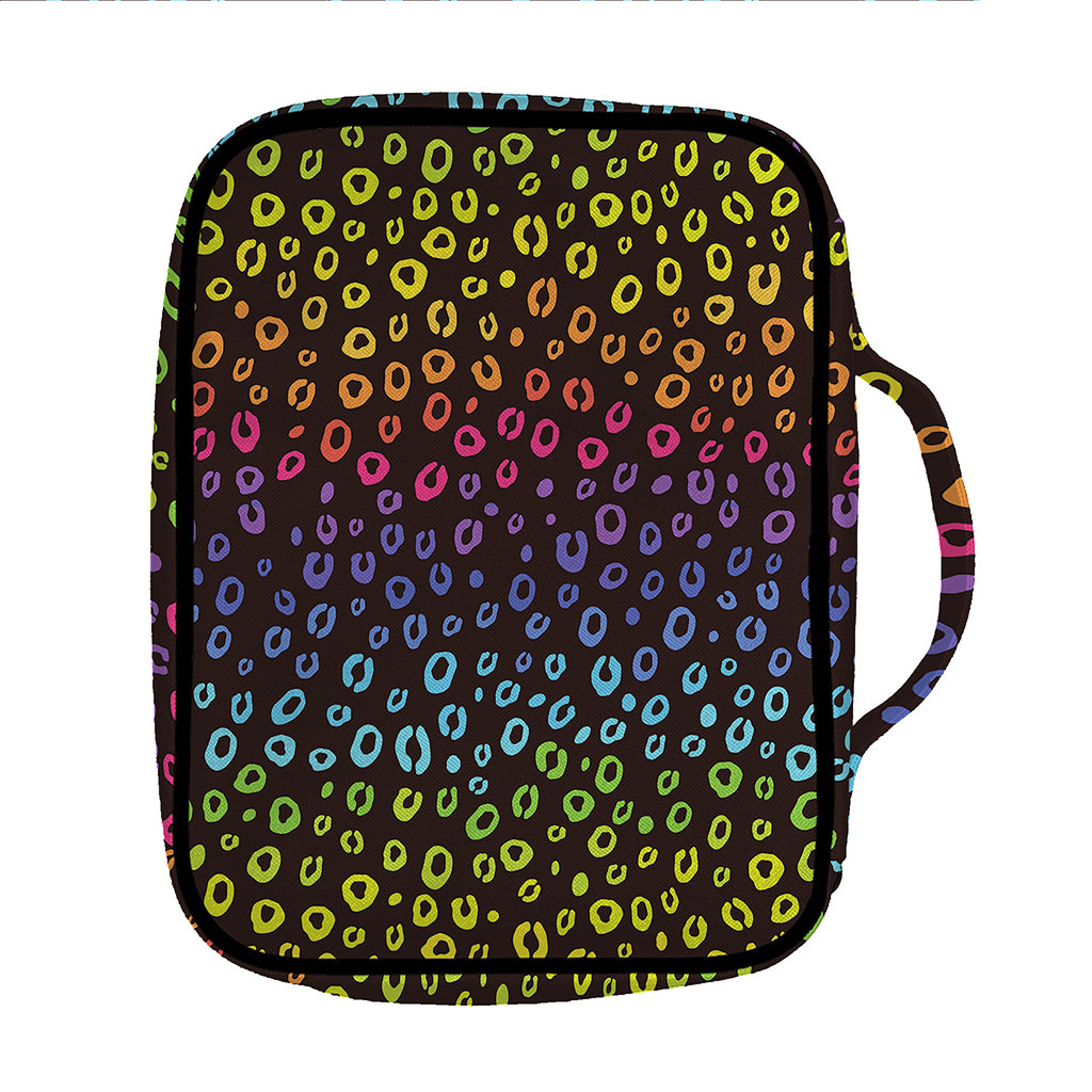 Rainbow Leopard Pattern Print Front Pocket Bible Bag