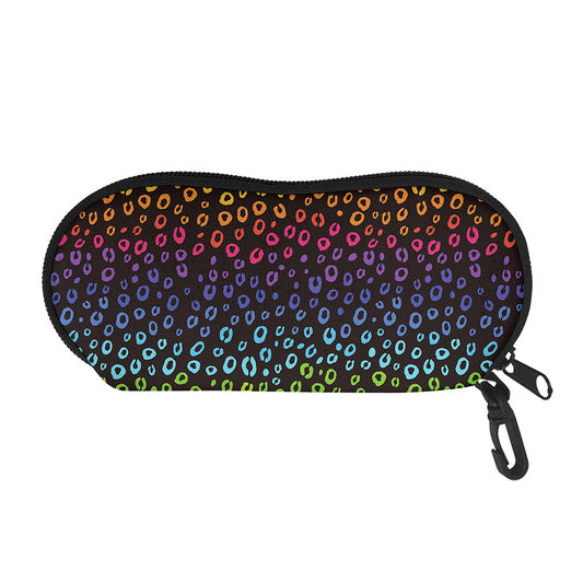 Rainbow Leopard Pattern Print Glasses Case
