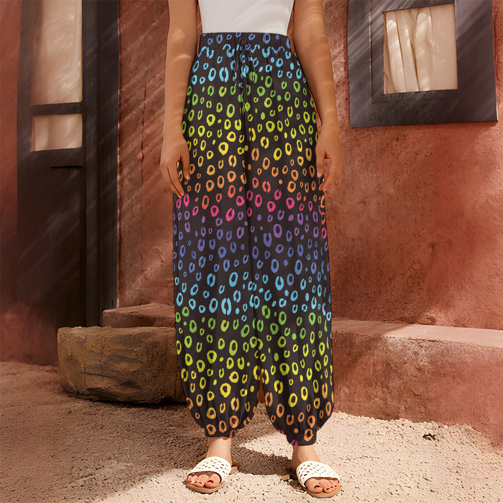 Rainbow Leopard Pattern Print Harem Pants
