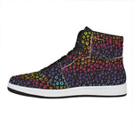 Rainbow Leopard Pattern Print High Top Leather Sneakers