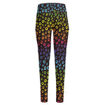 Rainbow Leopard Pattern Print High-Waisted Pocket Leggings