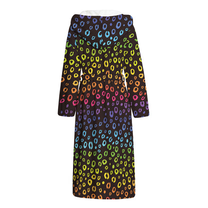 Rainbow Leopard Pattern Print Hooded Bathrobe