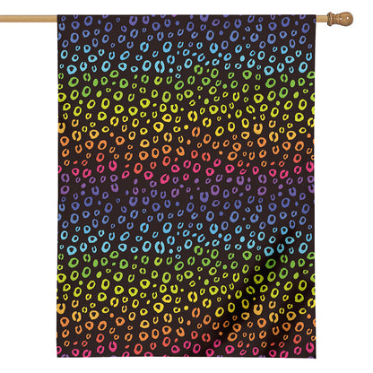 Rainbow Leopard Pattern Print House Flag