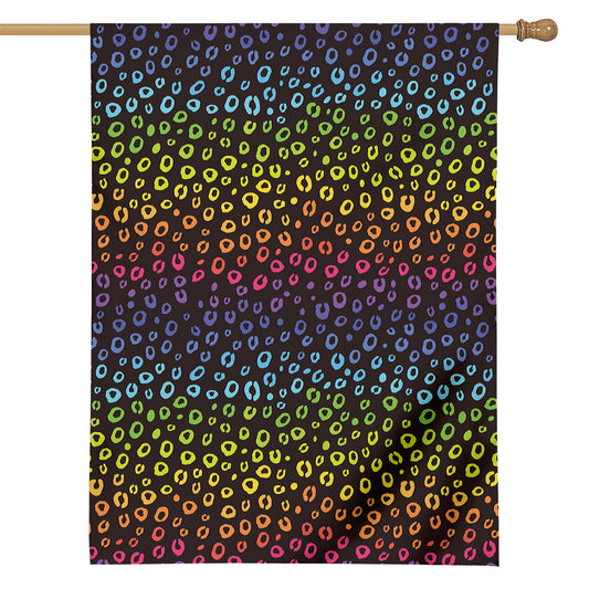 Rainbow Leopard Pattern Print House Flag