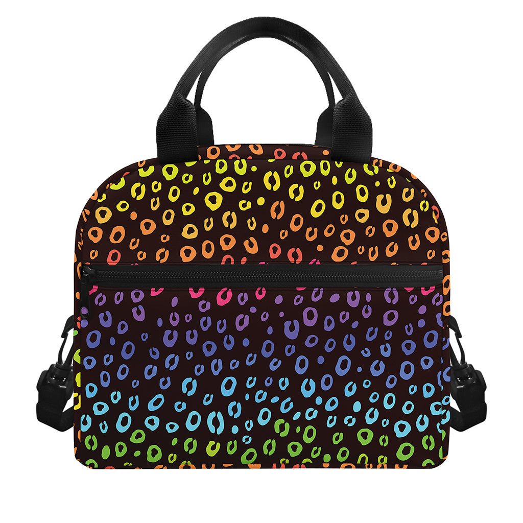 Rainbow Leopard Pattern Print Insulated Lunch Bag