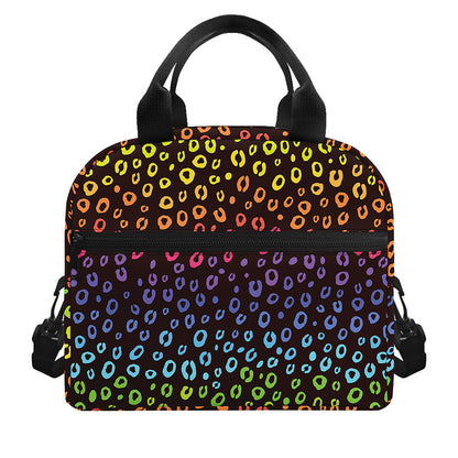 Rainbow Leopard Pattern Print Insulated Lunch Bag