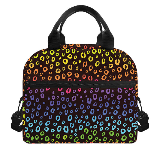 Rainbow Leopard Pattern Print Insulated Lunch Bag