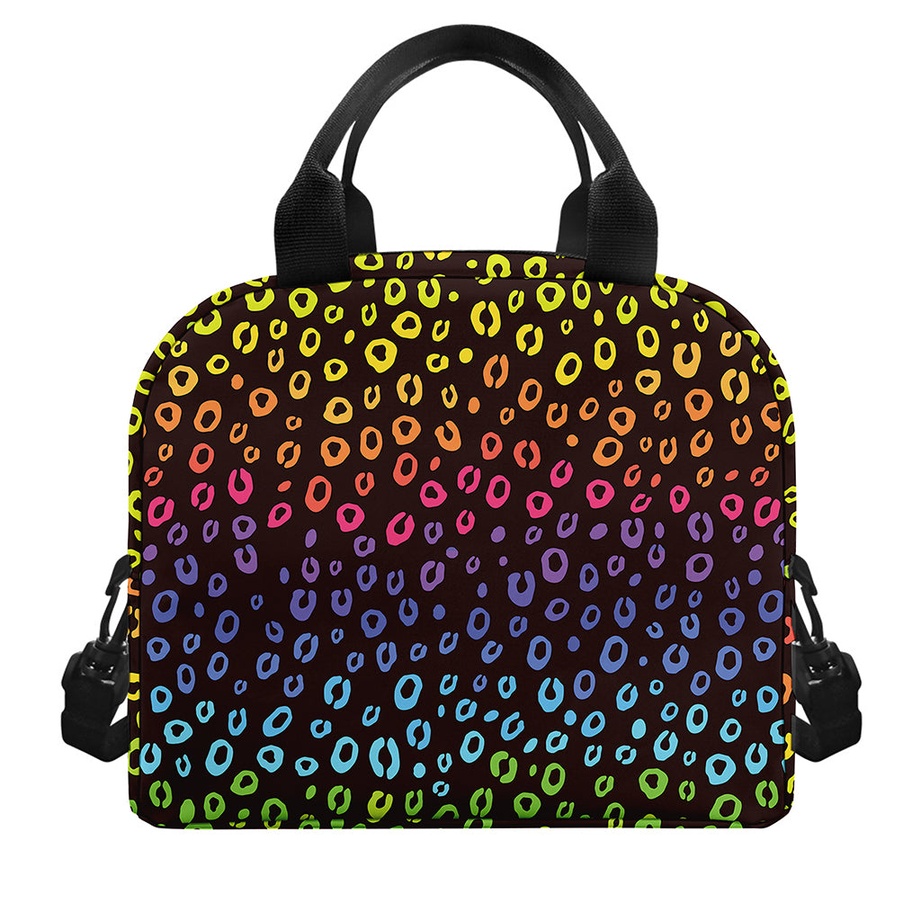Rainbow Leopard Pattern Print Insulated Lunch Bag