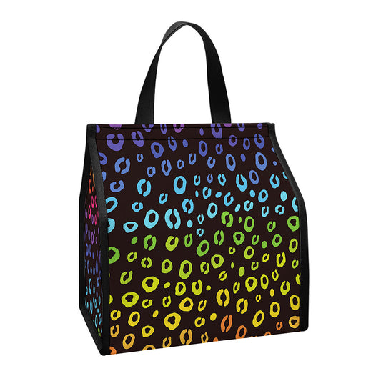 Rainbow Leopard Pattern Print Insulated Lunch Tote