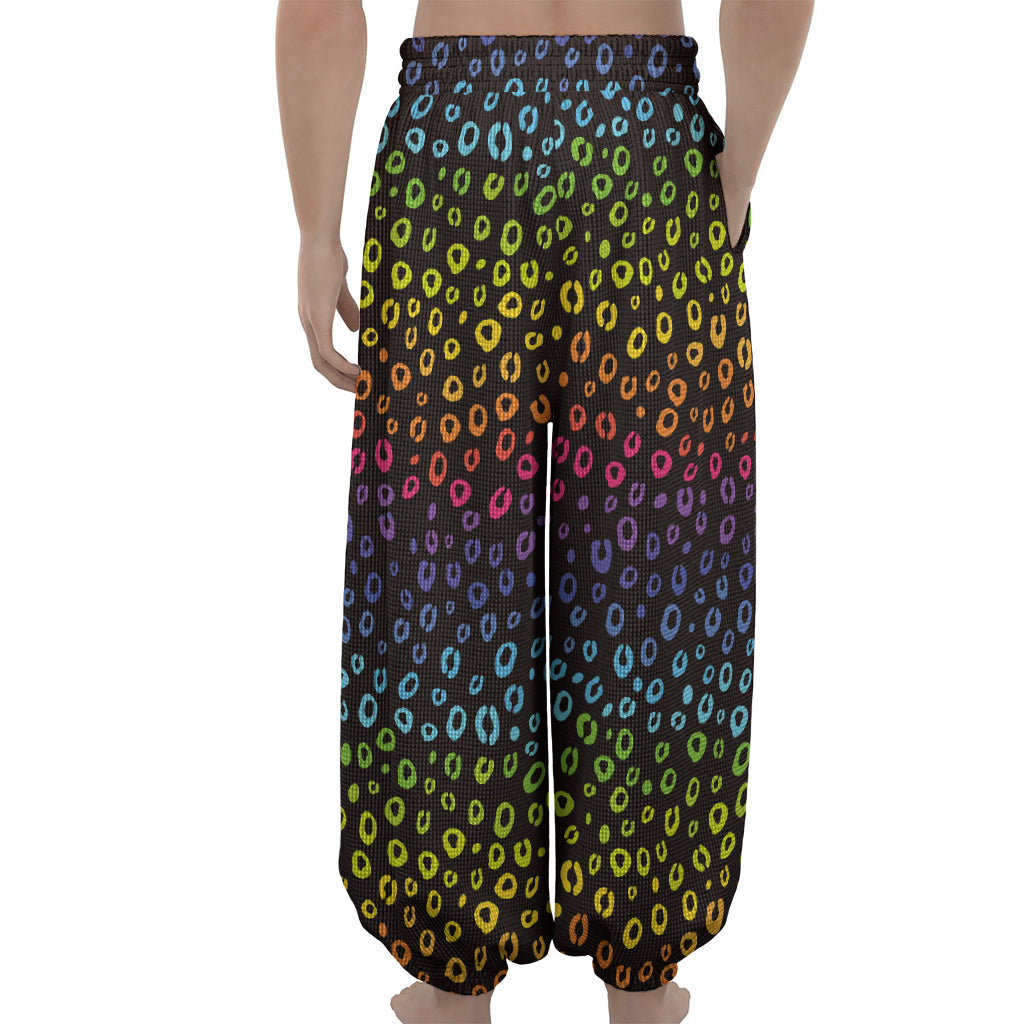 Rainbow Leopard Pattern Print Lantern Pants