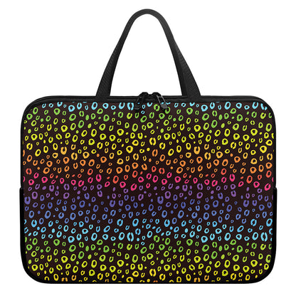 Rainbow Leopard Pattern Print Laptop Sleeve With Handle