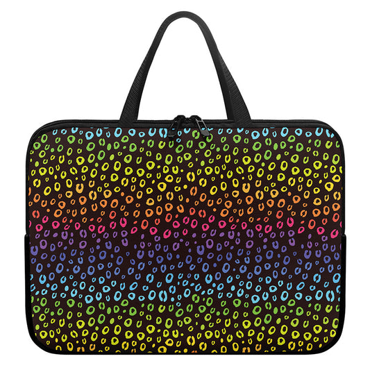 Rainbow Leopard Pattern Print Laptop Sleeve With Handle