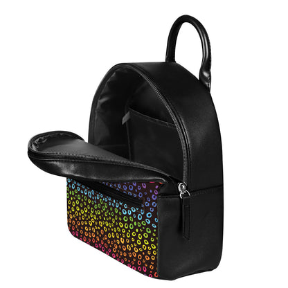 Rainbow Leopard Pattern Print Leather Backpack
