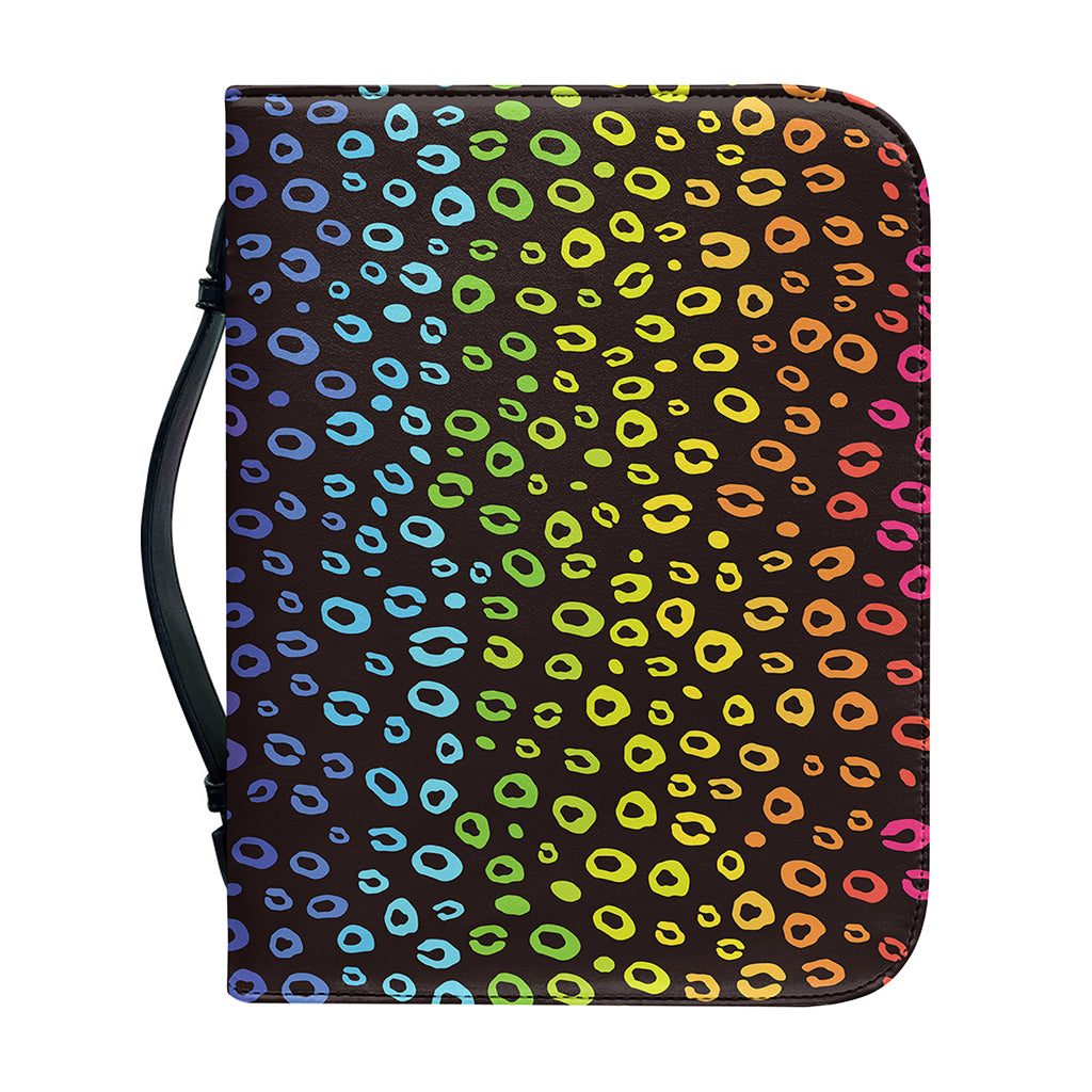 Rainbow Leopard Pattern Print Leather Bible Cover