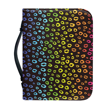 Rainbow Leopard Pattern Print Leather Bible Cover