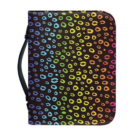 Rainbow Leopard Pattern Print Leather Bible Cover