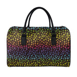Rainbow Leopard Pattern Print Leather Duffle Bag