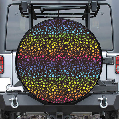 Rainbow Leopard Pattern Print Leather Spare Tire Cover