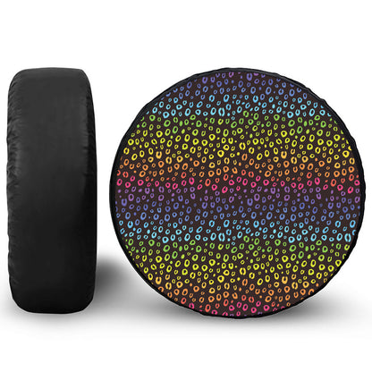 Rainbow Leopard Pattern Print Leather Spare Tire Cover