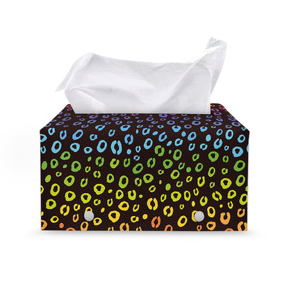 Rainbow Leopard Pattern Print Leather Tissue Box Cover