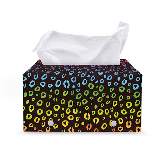 Rainbow Leopard Pattern Print Leather Tissue Box Cover