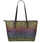 Rainbow Leopard Pattern Print Leather Tote Bag