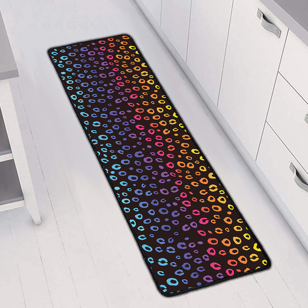 Rainbow Leopard Pattern Print Long Kitchen Mat