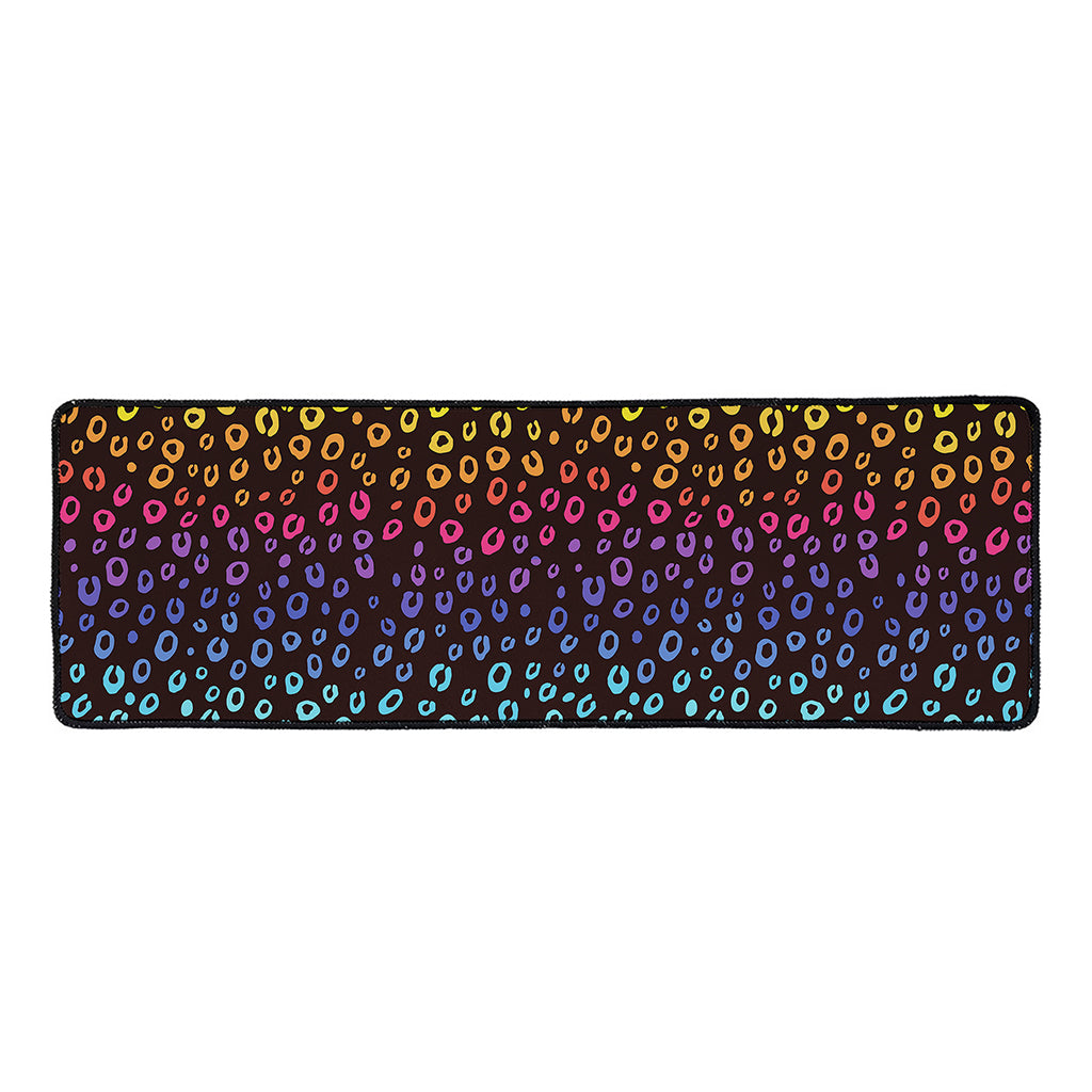 Rainbow Leopard Pattern Print Long Kitchen Mat