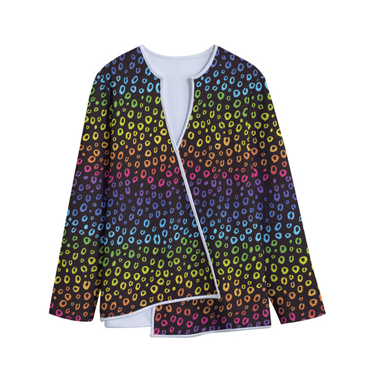 Rainbow Leopard Pattern Print Long Sleeve Short Coat