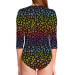 Rainbow Leopard Pattern Print Long Sleeve Swimsuit