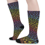 Rainbow Leopard Pattern Print Long Socks