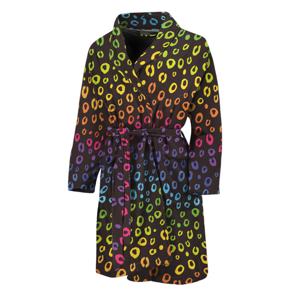 Rainbow Leopard Pattern Print Men's Bathrobe