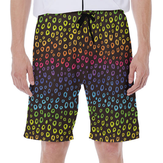 Rainbow Leopard Pattern Print Men's Beach Shorts