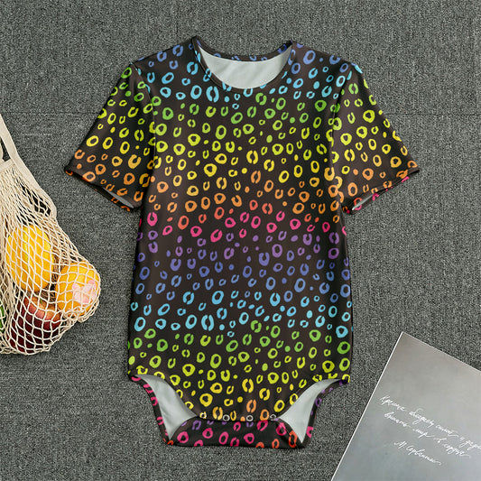 Rainbow Leopard Pattern Print Men's Bodysuit