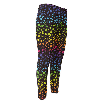 Rainbow Leopard Pattern Print Men's Compression Pants