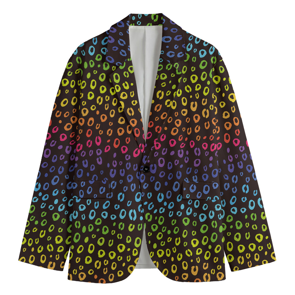 Rainbow Leopard Pattern Print Men's Cotton Blazer