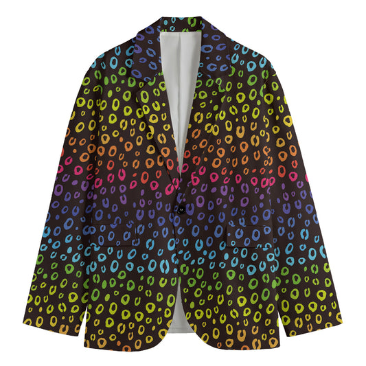 Rainbow Leopard Pattern Print Men's Cotton Blazer