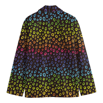 Rainbow Leopard Pattern Print Men's Cotton Blazer