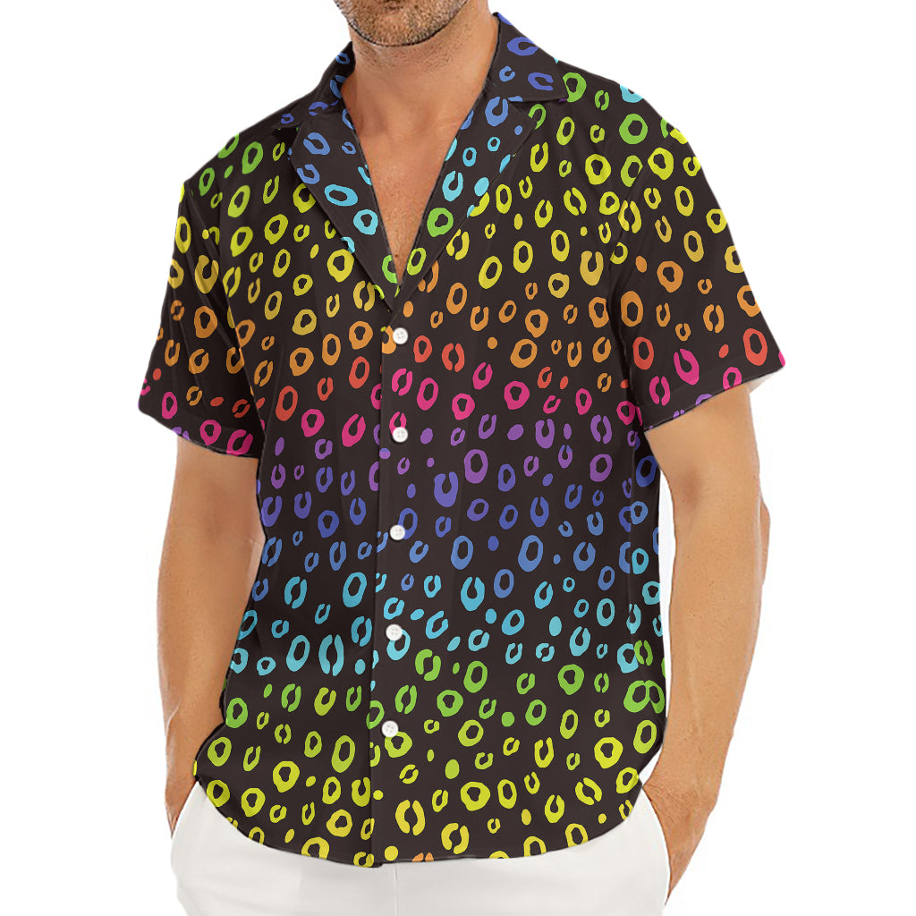 Rainbow Leopard Pattern Print Men's Deep V-Neck Shirt