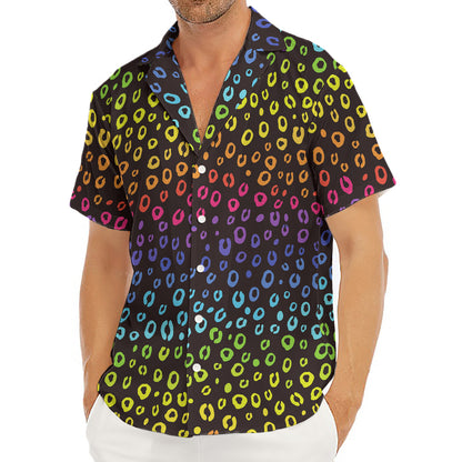 Rainbow Leopard Pattern Print Men's Deep V-Neck Shirt